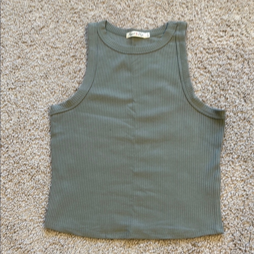 Ribbed Sage Green Tank Top - Women